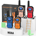 2 Way Radios for Adults Long Range Walkie Talkies for Kids Rechargeable 4 Pack, Camping Hiking Skiing Cruising Gear with Lamp, USB-C, SOS Siren, NOAA Alert, iVOX Hands-Free, One-Touch Pairing