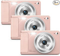 WONNIE Digital Camera 56MP, FHD 1080P Point & Shoot Camera with 32GB SD Card, 2 Batteries, and Lanyard, Ideal for Kids & Teens, Suitable Gift for Girls Pink, 3-Pack