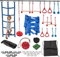 Slsy Ninja Warrior Obstacle Course for Kids, 50FT Durable Ninja Slackline Kit with 8 Complete Accessories, Playset Equipment with Swing, Climbing Net, Ladder & Monkey Bars (8 Obstacles)
