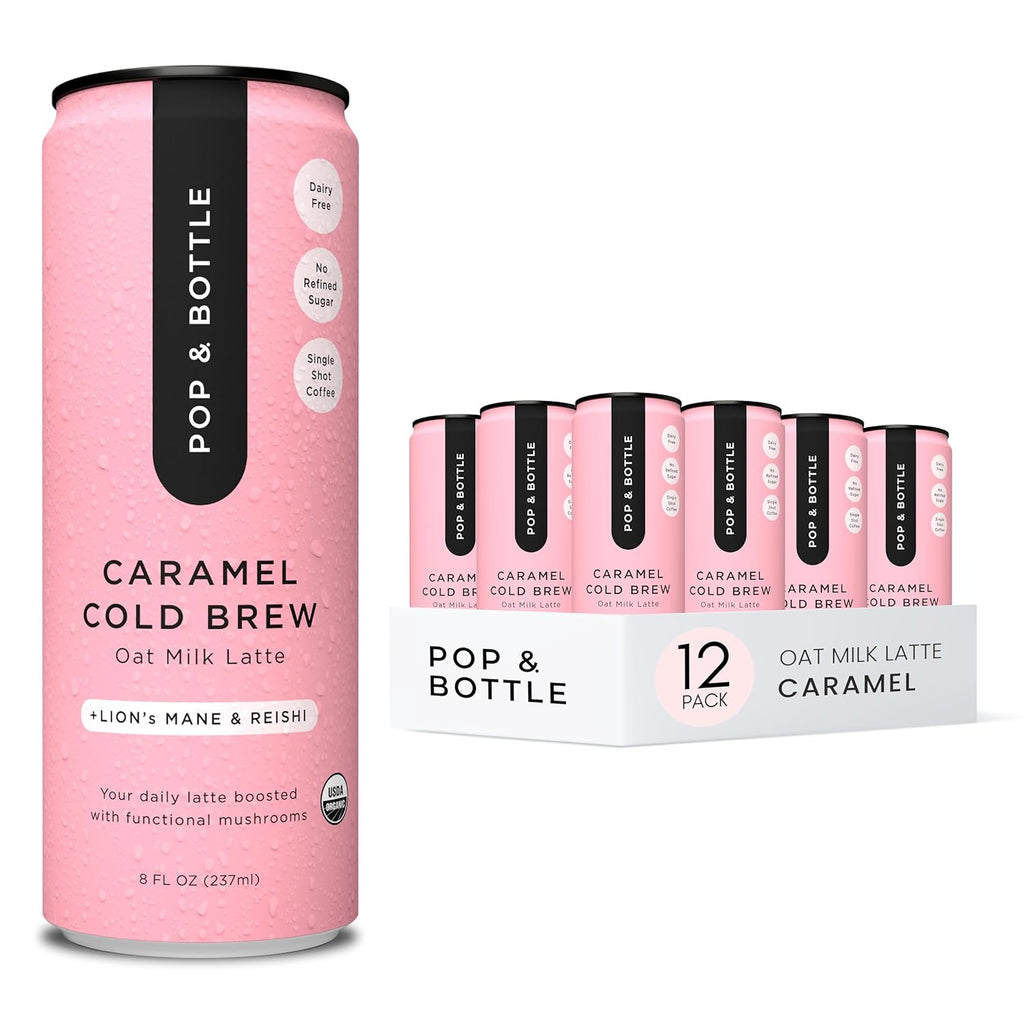 Pop & Bottle Caramel Latte Cold Brew, 8 fl oz, Pack of 12
