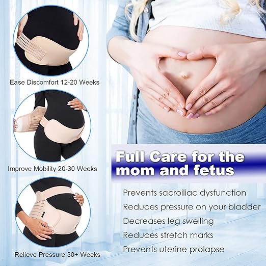 ChongErfei Maternity Belt, Pregnancy 3 in 1 Support Belt for Back/Pelvic/Hip Pain, Maternity Band Belly Support for Pregnancy Belly Support Band (S: Fit Ab 31.5"-43.3", Black)