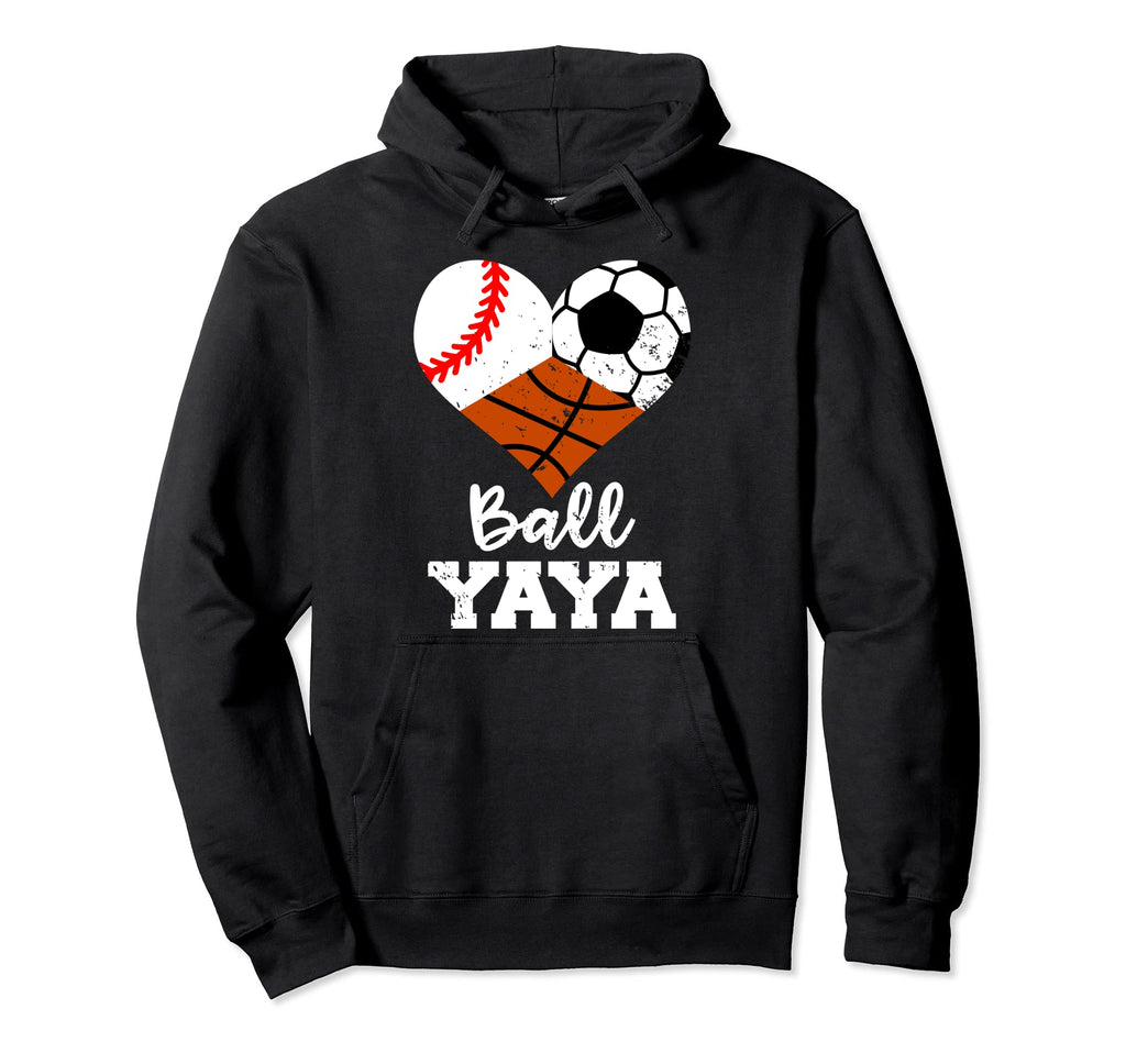 Ball Yaya Heart Funny Baseball Hoodie - Fun Novelty Design for Adults