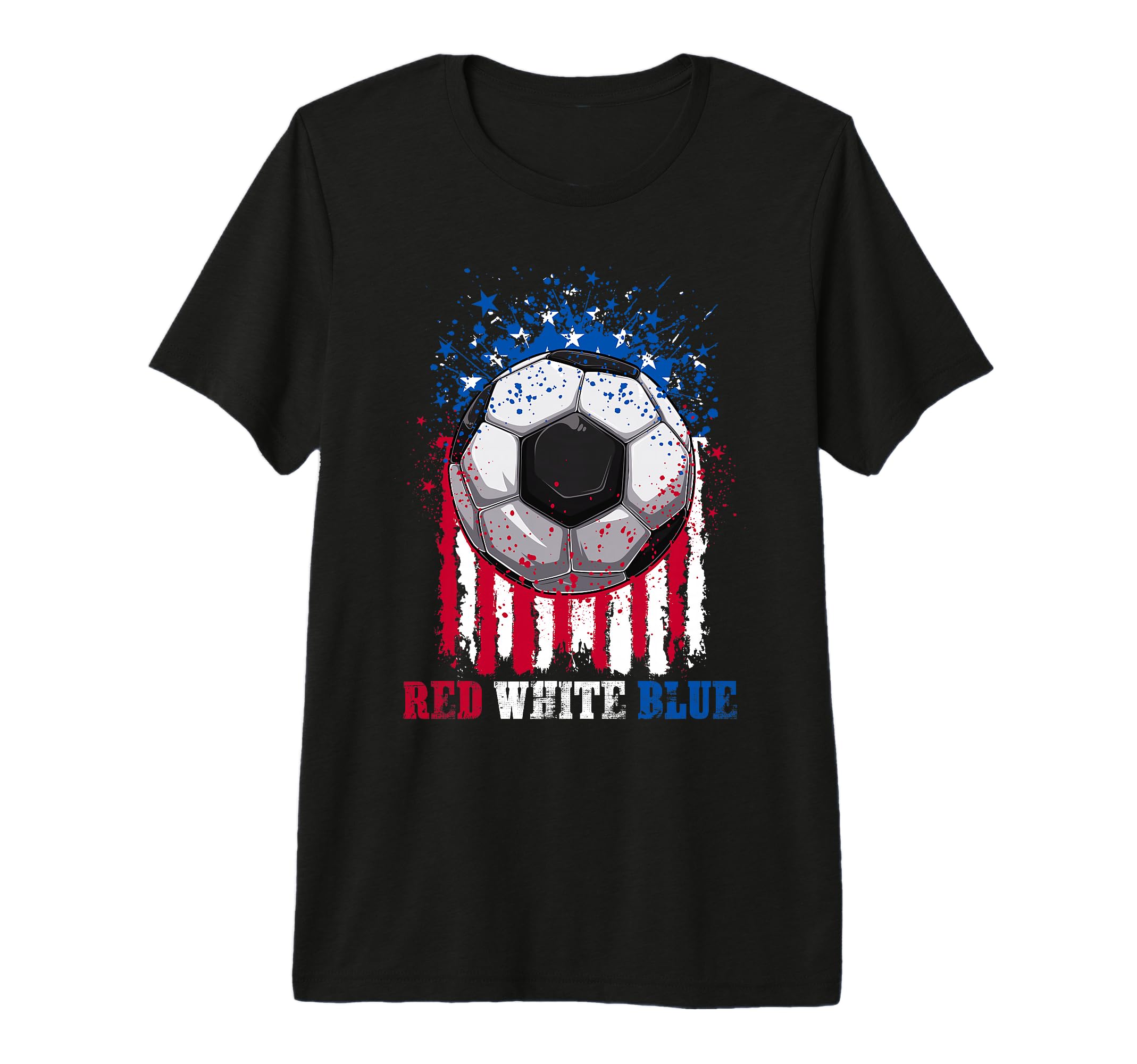 Red White Blue Soccer Lover Fan Usa T-Shirt - Fun Novelty Design Men Women