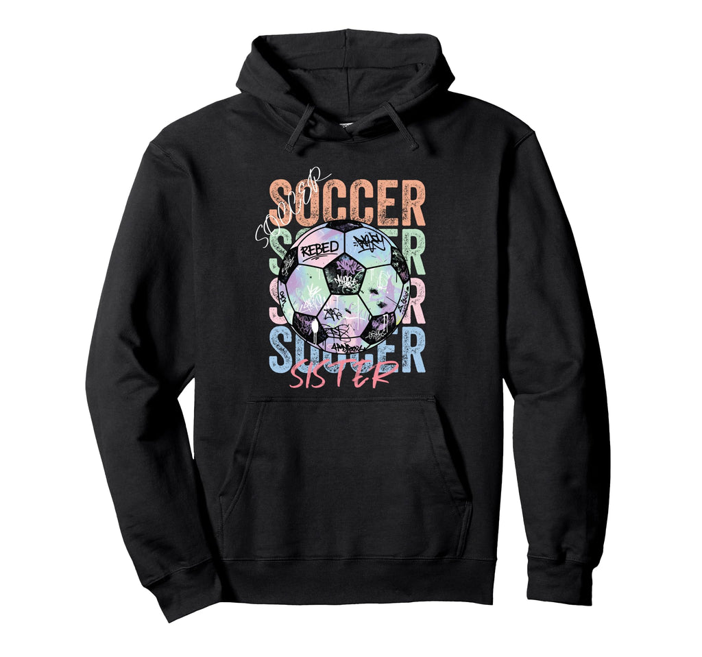 Colorful Soccer Sister Ball Distressed Hoodie - Unique Graphic Unisex