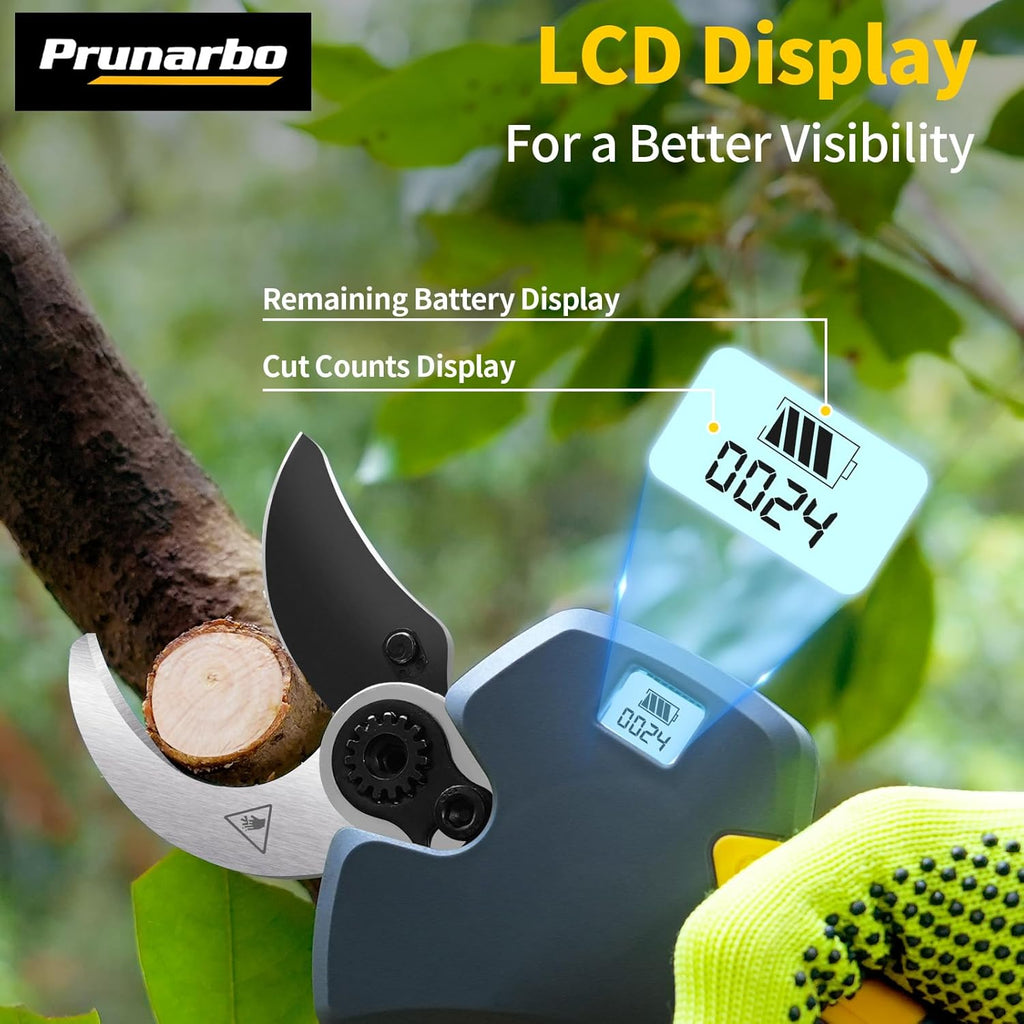 2-in-1 Brushless Pole Pruning Shear, 40mm Professional Cordless Pruners with Extension 1.6 Inches Compatible with Makita 18V Batteries Electric Tree Pruner 4000mAh Battery Secateurs