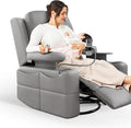 Rocking Chair Nursery with Adjustable Armrests, Electric Glider Recliner Nursing Chair for Breastfeeding, Power Swivel Recliner Chairs with USB Port and Storage, FSC Certified (Haze)