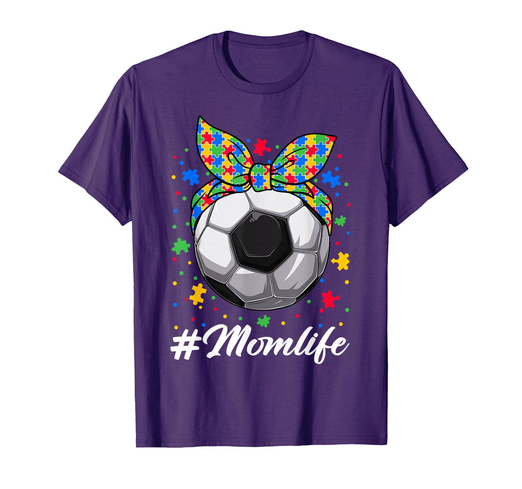 Messy Bun Soccer Ball Puzzle Asd Mom T-Shirt - Graphic Print for Adults