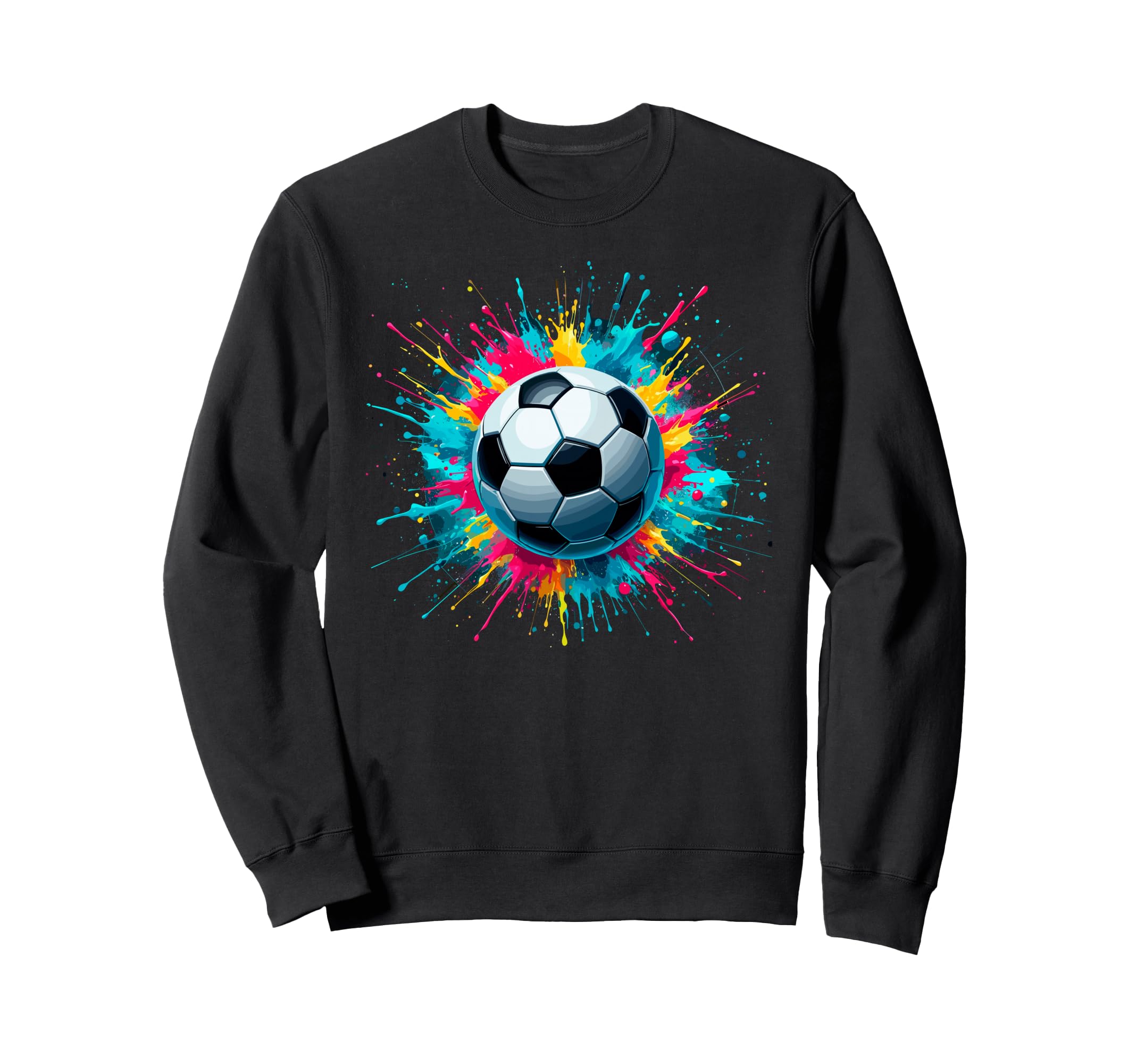 Colorful Splash Art Soccer Sweatshirt - Fun Novelty Design Men Women