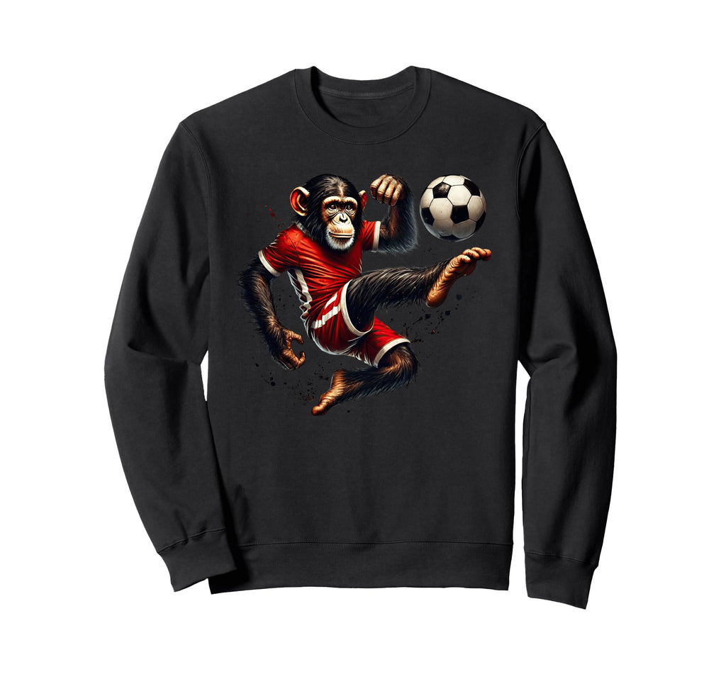 Chimp Soccer Player Kicking Sweatshirt - Fun Novelty Design Men Women