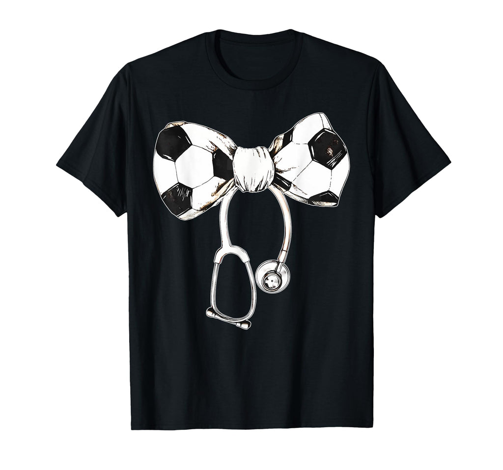 Coquette Bow Stethoscope Soccer T-Shirt - Minimalist Print for Adults