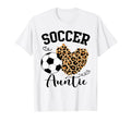 Soccer Auntie Heart Leopard Auntie Family T-Shirt - Graphic Print Men Women