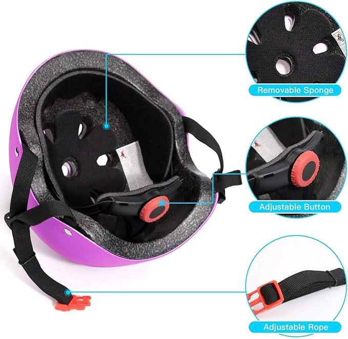 Adjustable Helmet for Ages 3-16 Kids Toddler Boys Girls Youth,Protective Gear with Elbow Knee Wrist Pads for Multi-Sports Skateboarding Bike Riding Scooter Inline skatings Longboard Roller Skate