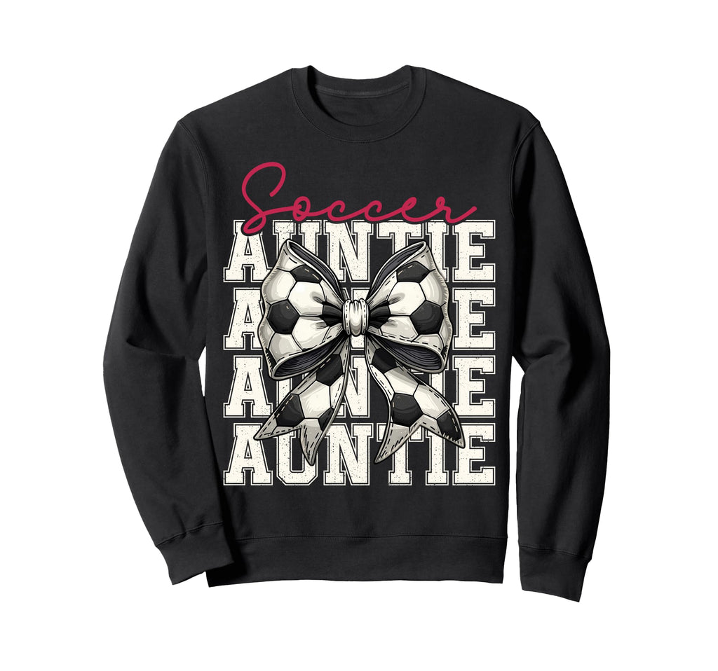 Soccer Auntie Funny Coquette Bow Sweatshirt - Streetwear Style for Adults