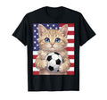 Patriotic Kitten Soccer Ball T-Shirt - Fun Novelty Design for Adults
