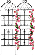 2 Pack Metal Garden Trellis for Climbing Plants 71" x 19.7" Outdoor Fence Rustproof Garden Trellis Support Roses Flower Lawn, Black 6FT