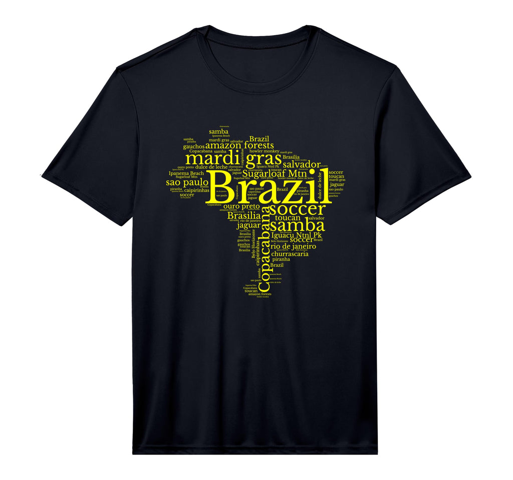 Mens Brazil Map Brazilian Soccer T-Shirt - Trendy Graphic for Adults