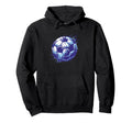 Grunge Soccer Ball Distressed Blue Hoodie - Minimalist Print for Adults