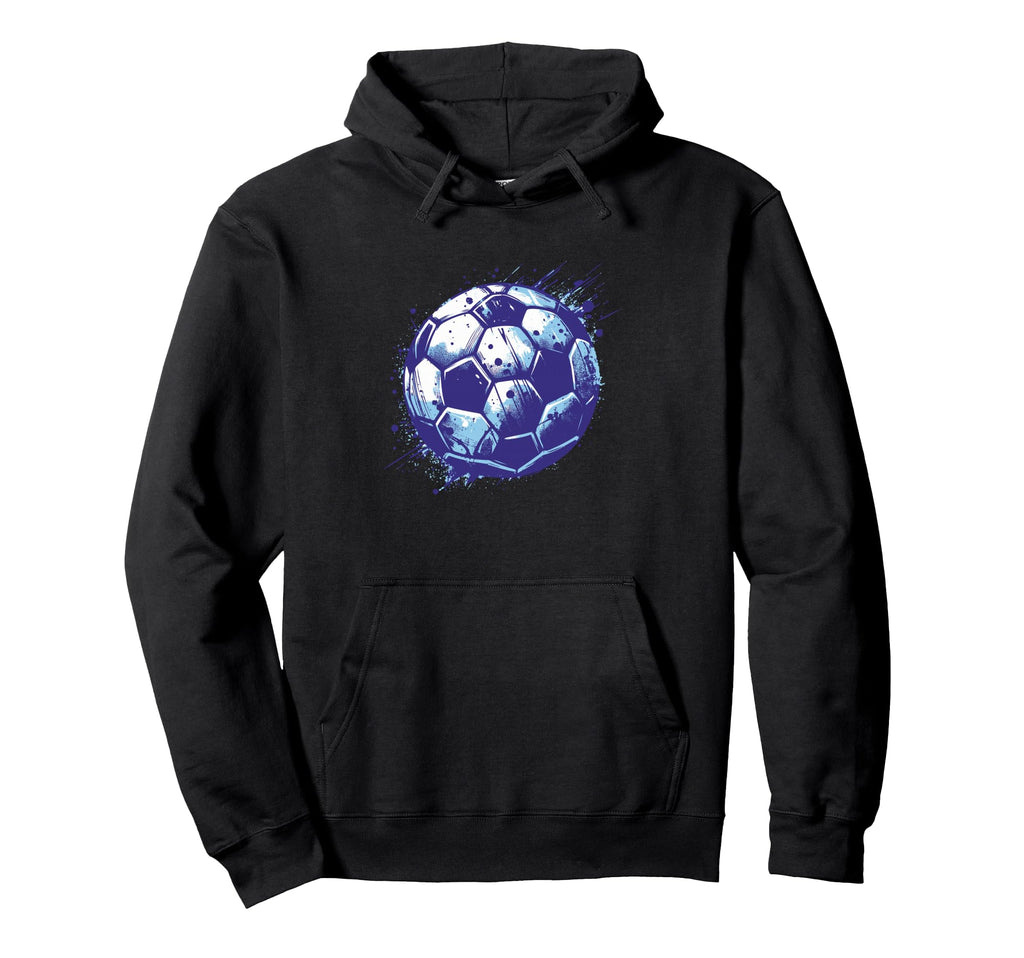 Grunge Soccer Ball Distressed Blue Effect Hoodie - Minimalist Print Unisex