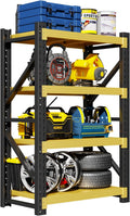 Garage Shelving Unit, 4 Tier Heavy Duty Racks, Easy Assembly, Metal Racks with Adjustable Shelves, 3000 LBS Load Capacity,for Warehouse,Basement (Black&Yellow, 19.7" D x 31.5" W x 78.7" H)