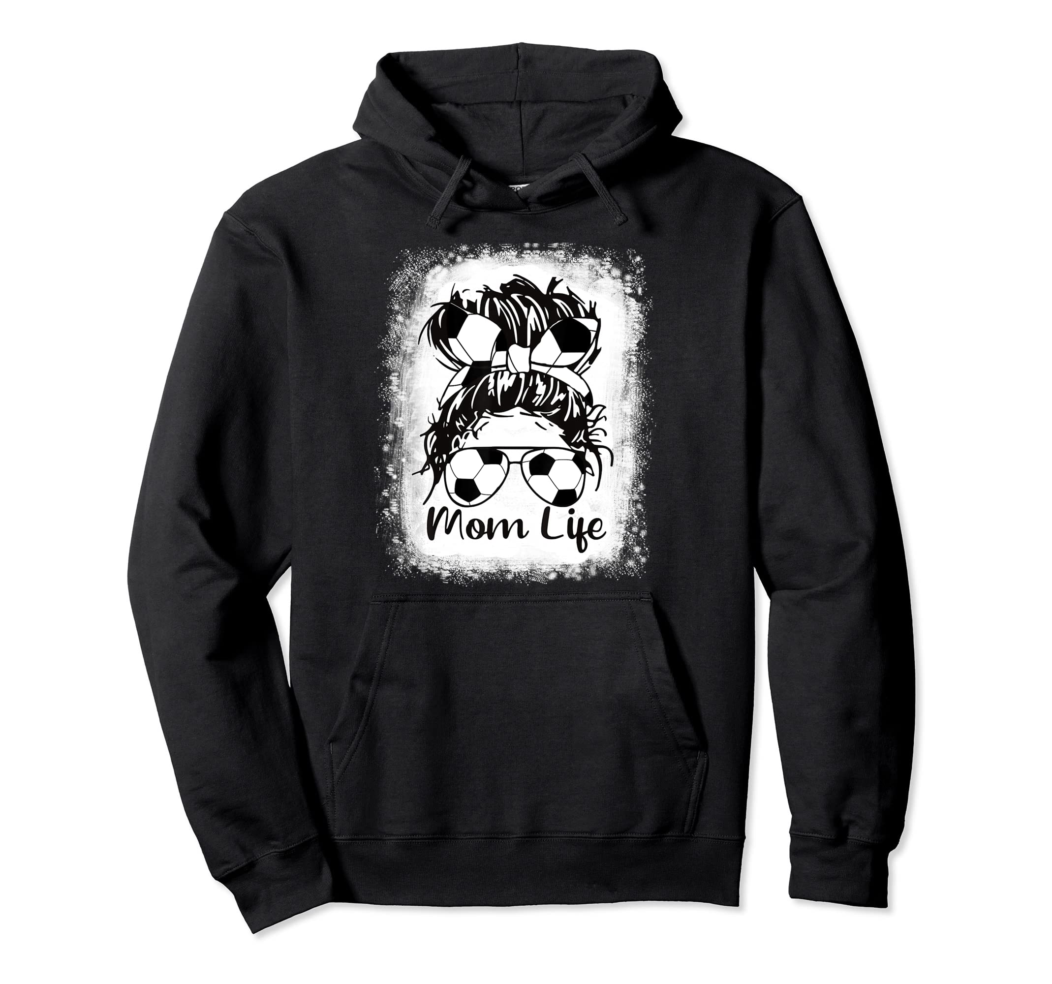 Soccer Mom Bleached Soccer Ball Hoodie - Minimalist Print for Adults