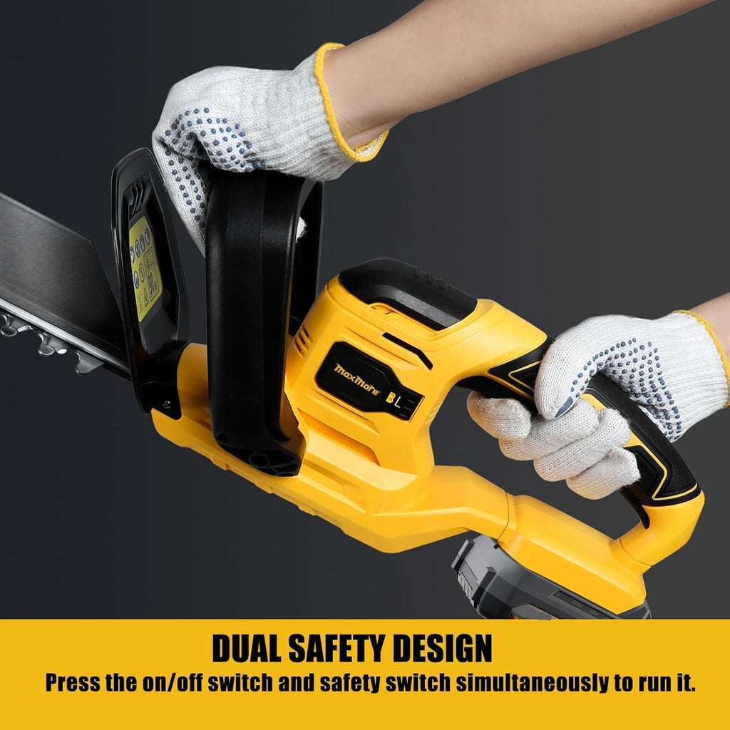 MaxMore Cordless Hedge Trimmer, Compatible with DeWALT 20V Max Battery (Tool Only) Electric Brushless Hedge Shear with 22-Inch Blade & 1500RPM Speed & Safety Lock, Lightweight & Handheld for Lawn Yard