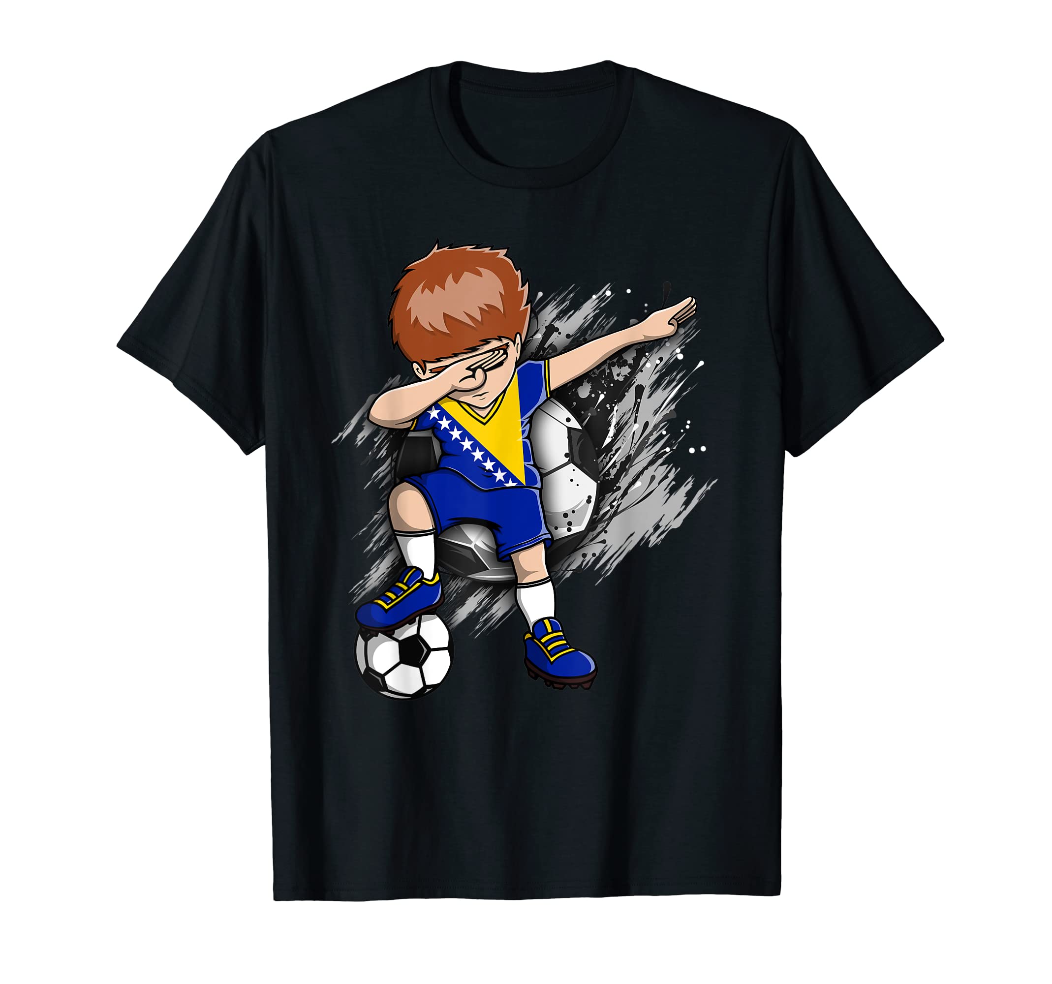 Dabbing Soccer Bosnia Herzegovina Fans T-Shirt - Graphic Print Men Women