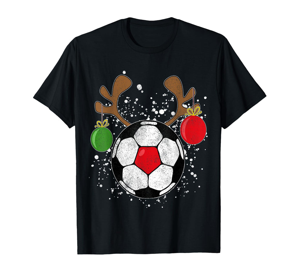 Funny Reindeer Soccer Rednose T-Shirt - Casual Everyday Wear Men Women
