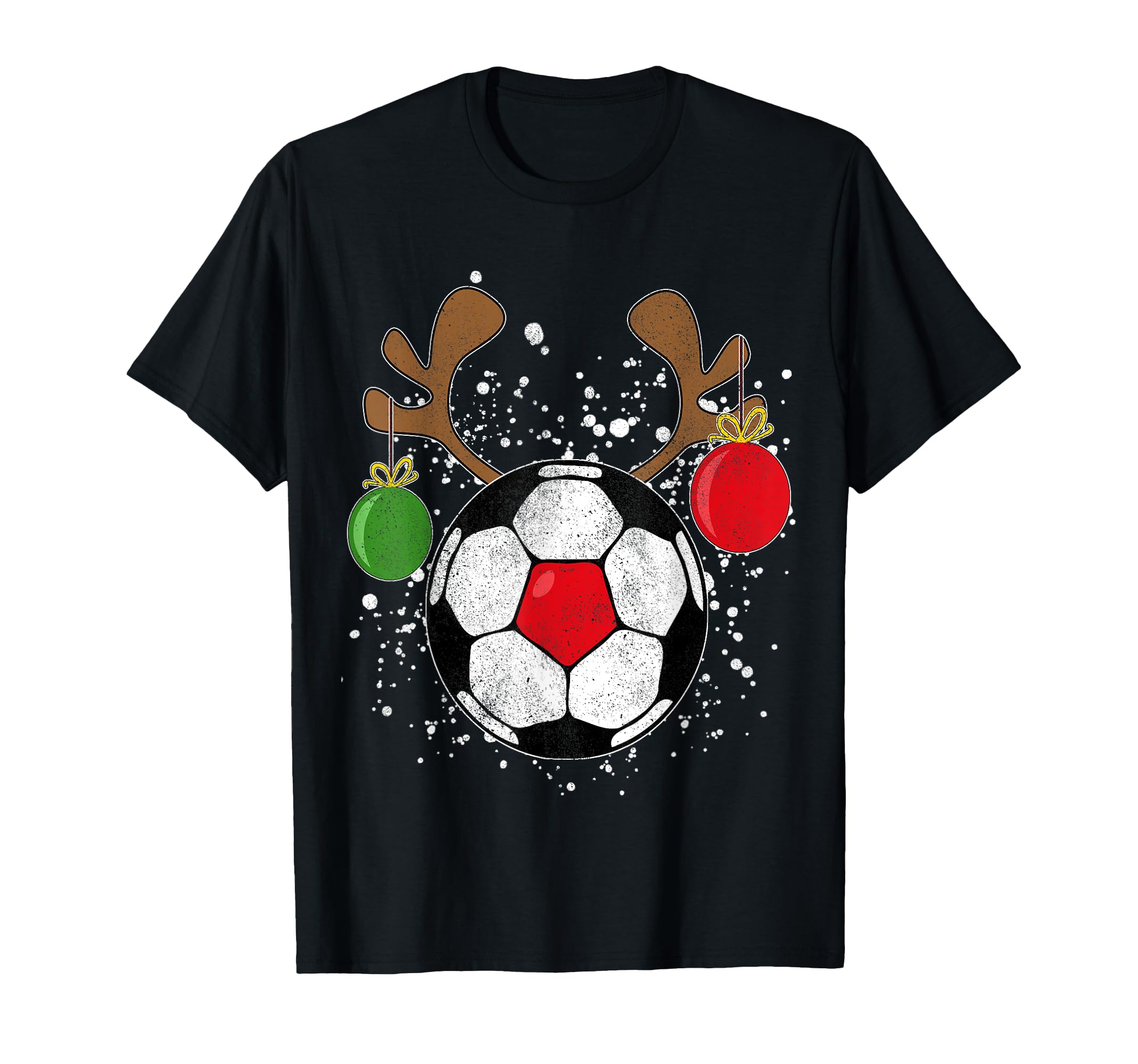 Funny Reindeer Soccer Rednose T-Shirt - Casual Everyday Wear Men Women