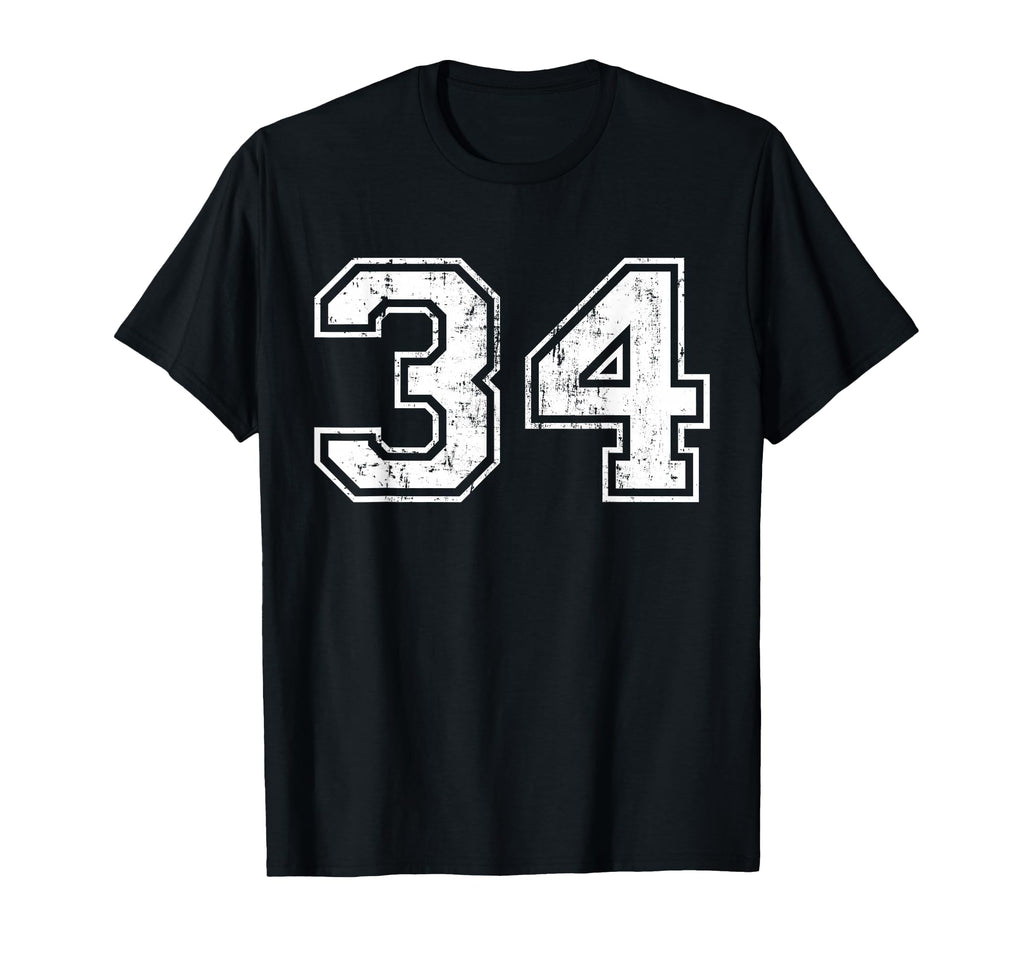Number 34 Distressed Thirty Four Sport T-Shirt - Streetwear Style Unisex