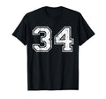 Number 34 Distressed Thirty Four Sport T-Shirt - Streetwear Style Unisex