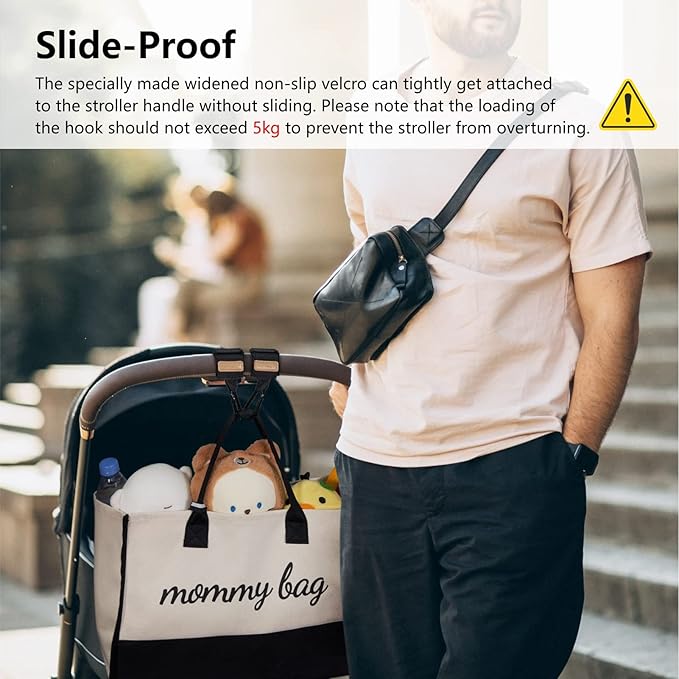 TOPDesign Universal Baby Stroller Organizer, Stroller Caddy with Heightened Insulated Cup Holders & Non-Slip Secure Hooks Accessories, Fits Most Strollers, Machine Washable (Baroque Gold)