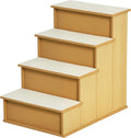 PawHut Pet Stairs, Small Pet Steps with Cushioned Removable Covering for Dogs and Cats Up to 22 Lbs., Natural