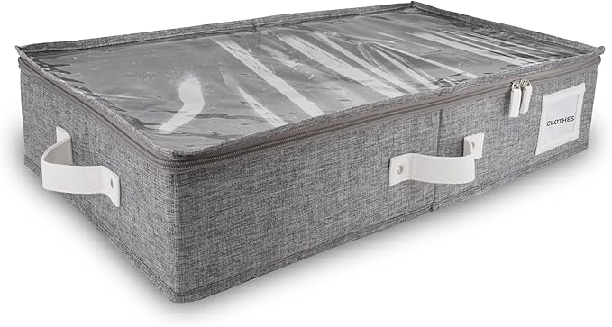 HOMELUX THEORY 1pc Under Bed Storage Containers, Bedroom Under the Bed Drawer Storage Organizer with Bins and Lids, Large Underbed Clothes Storage Box Ideal for Blanket, Fabric, & Shoes (LightGray)