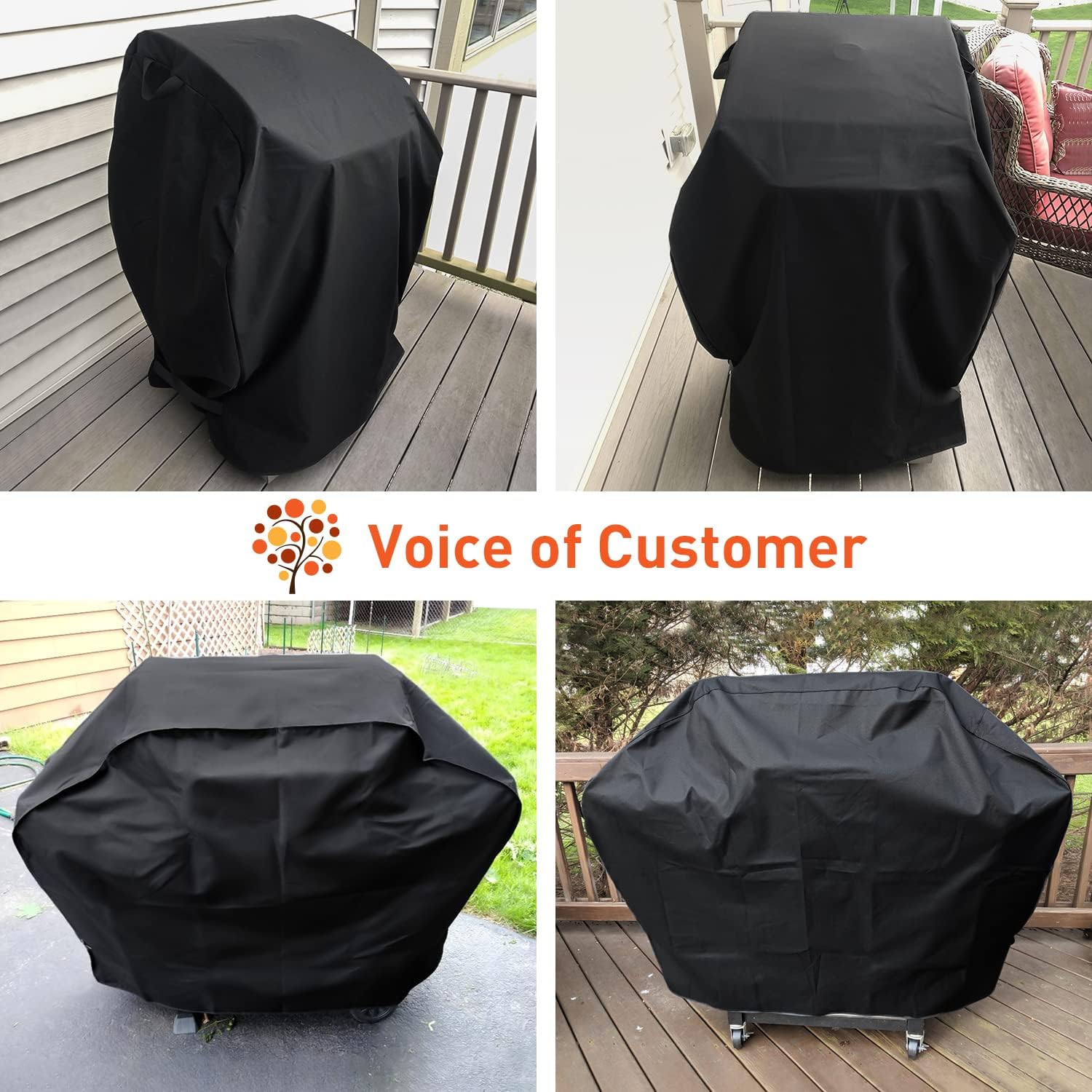 BBQ Grill Cover 50 Inch, Heavy Duty Waterproof Barbecue Cover for Outdoor Grills up to 48 Inch Width, Suitable for Weber, Char Broil, Nexgrill Grills, etc, All Weather Protection, Black