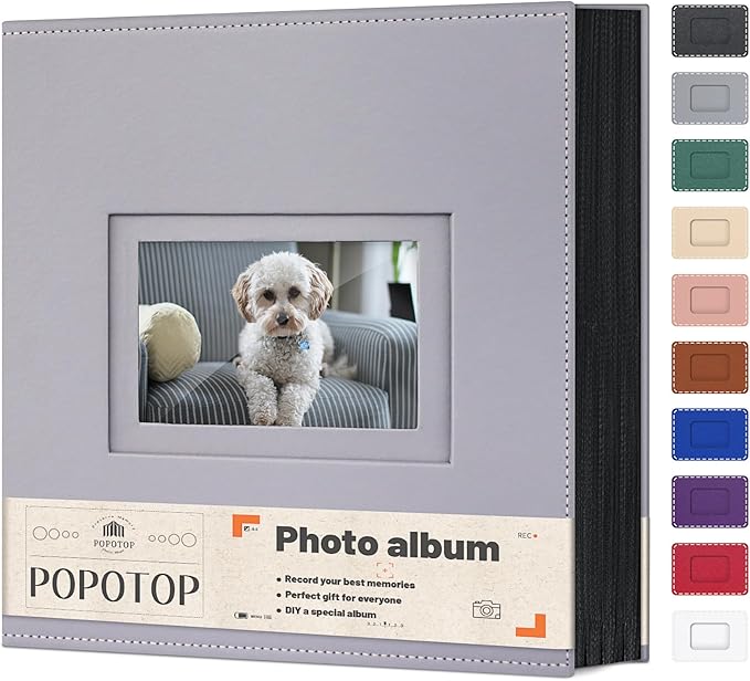 Popotop Photo Album 4x6 800 Pockets with Leather Hardcover Cover, Large Photo Album Binder Book with 80Pcs Pages for Family Travel Wedding Baby Gifts