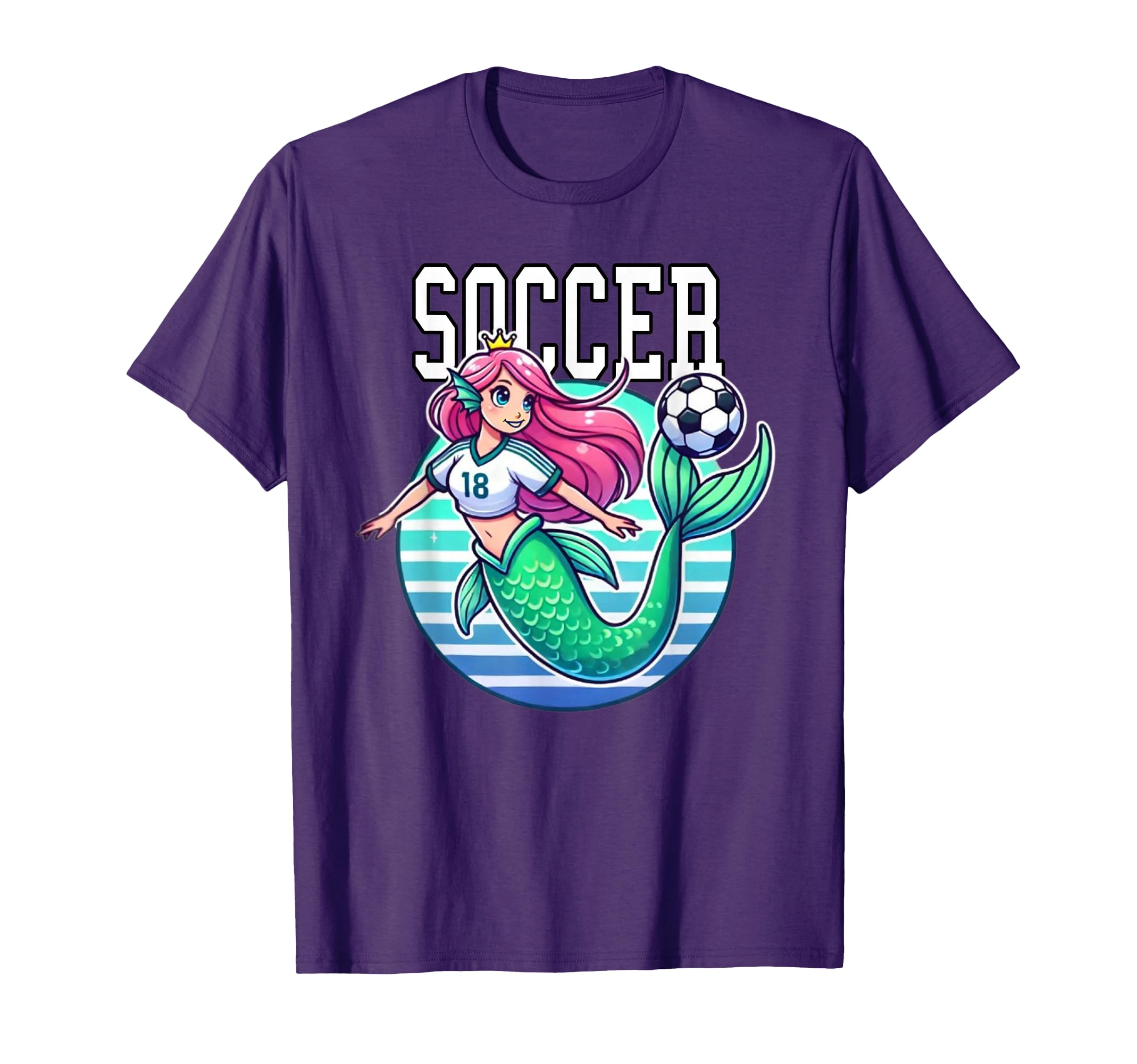Soccer Mermaid Playing Soccer T-Shirt - Fun Novelty Design for Adults