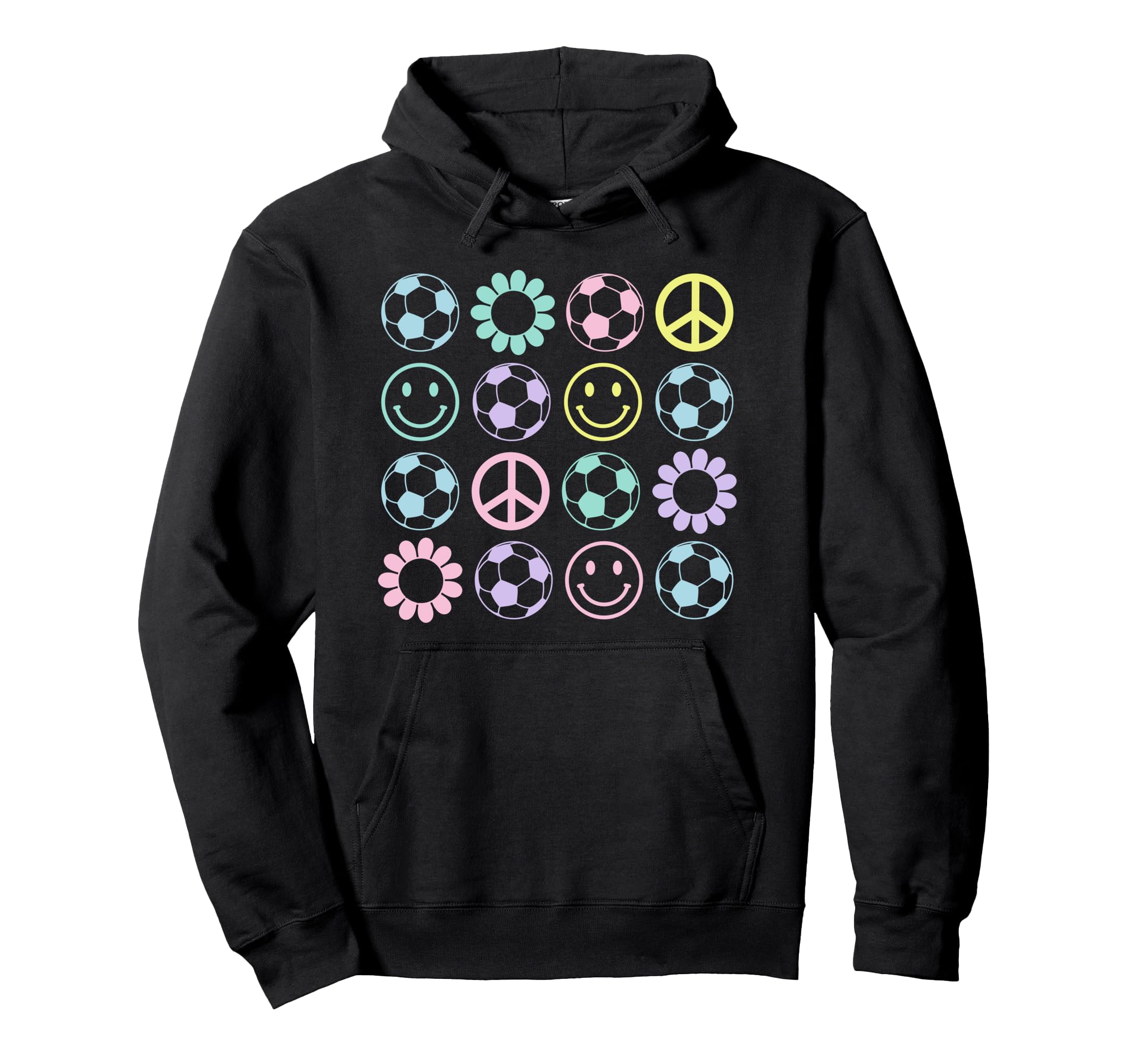 Trendy Soccer Icons Grid Vibes Big Hoodie - Fun Novelty Design for Adults