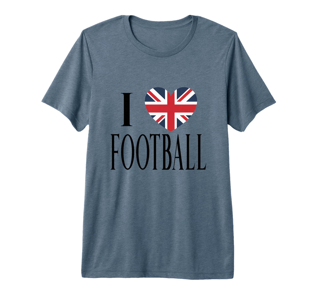I Love Football Black British Flag T-Shirt - Minimalist Print for Adults
