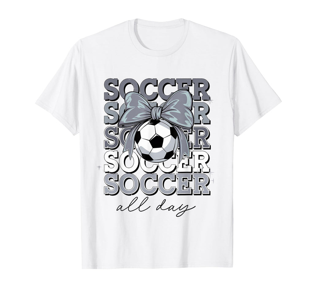 Groovy Soccer Coquette Bow Soccer All T-Shirt - Minimalist Print Men Women