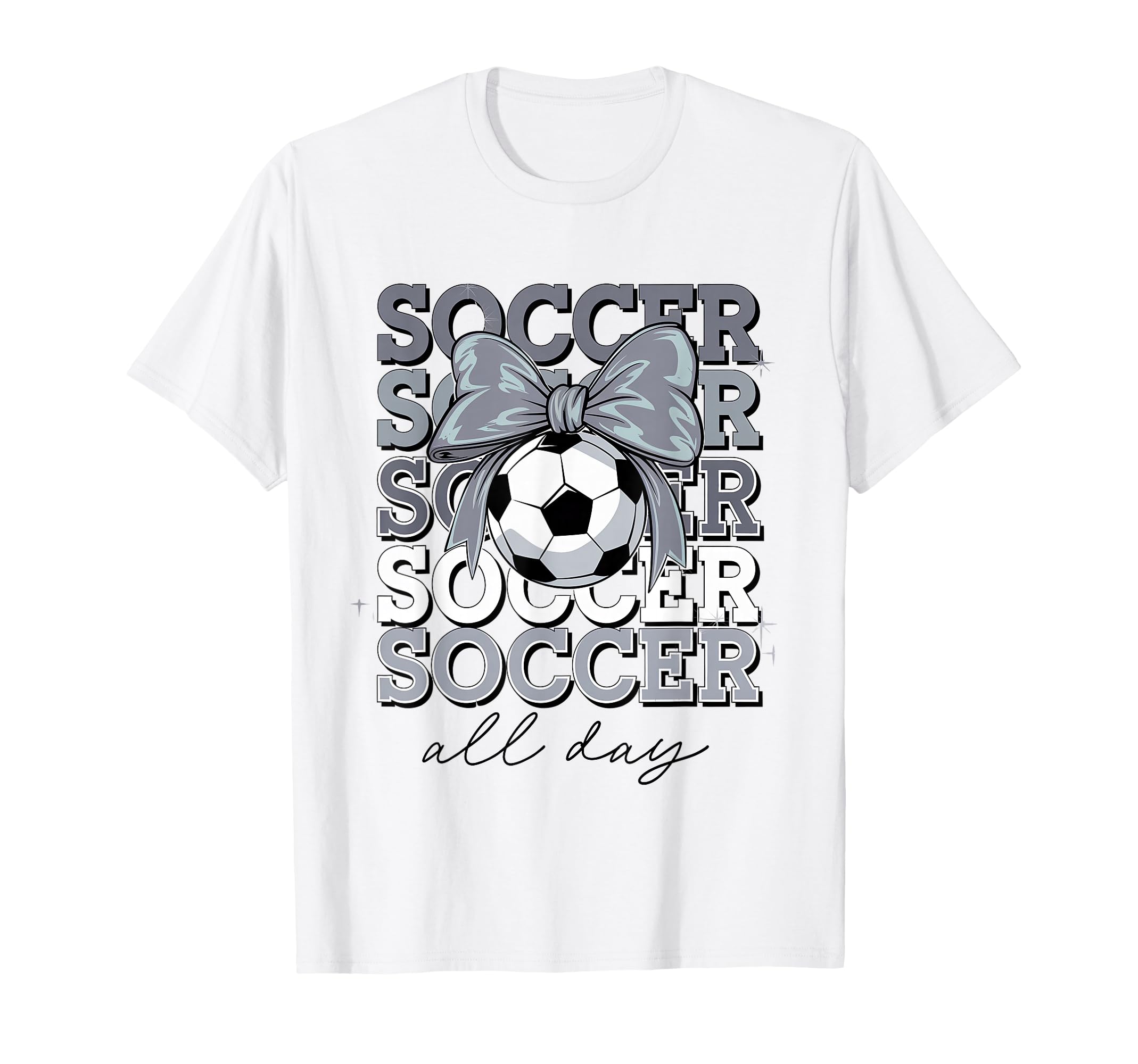 Groovy Soccer Coquette Bow Soccer All T-Shirt - Minimalist Print Men Women