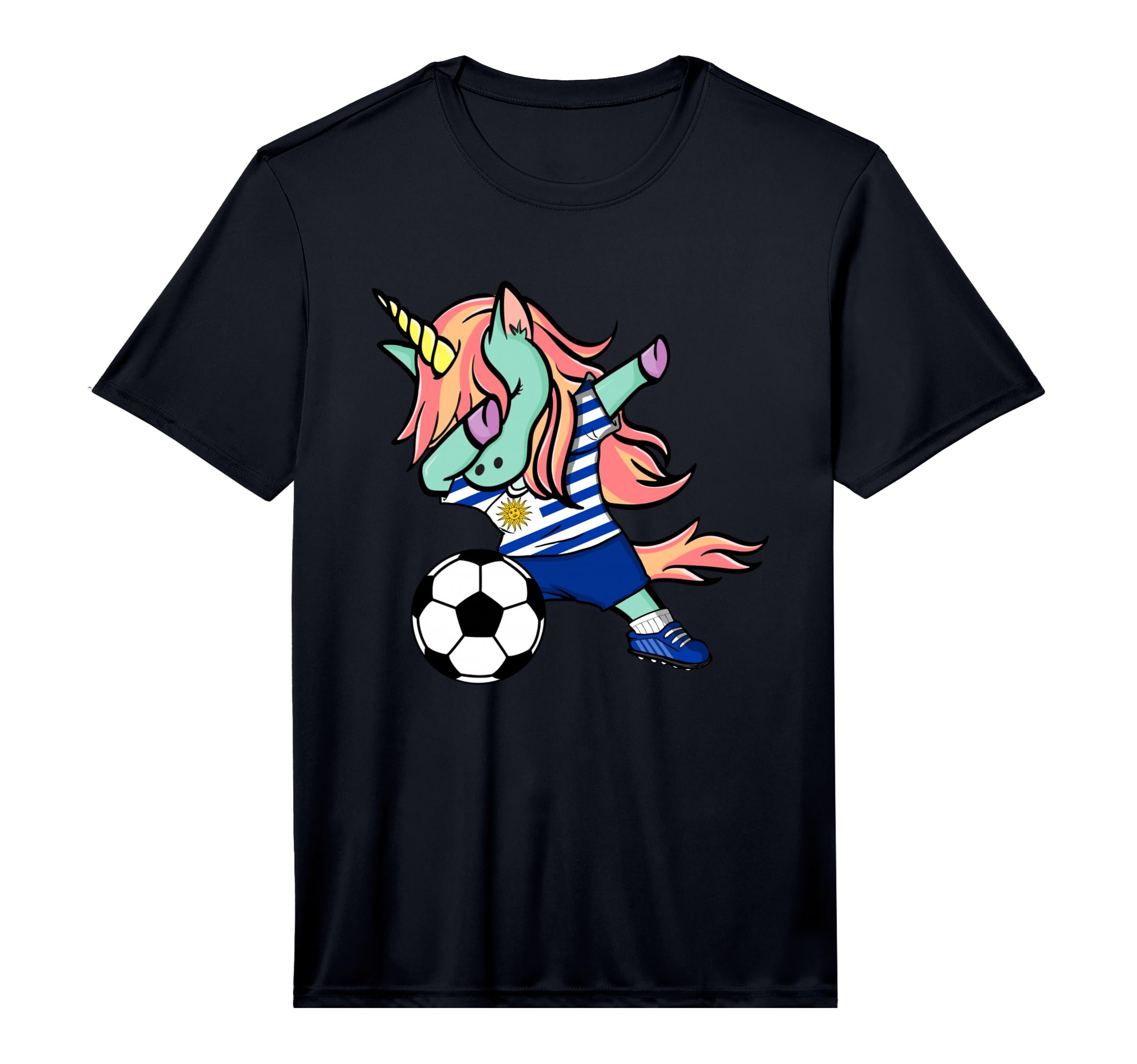 Dabbing Unicorn Uruguay Soccer Fan T-Shirt - Custom Art Print for Adults