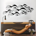 School of Fish Metal Wall Art, Metal Fish Wall Decor, Sea Life Wall Art, Large Nautical Wall Hanging, Modern Beach House Wall Decor, Ocean Themed Artwork for Bathroom (Black, 59"x25" | 150x64cm)