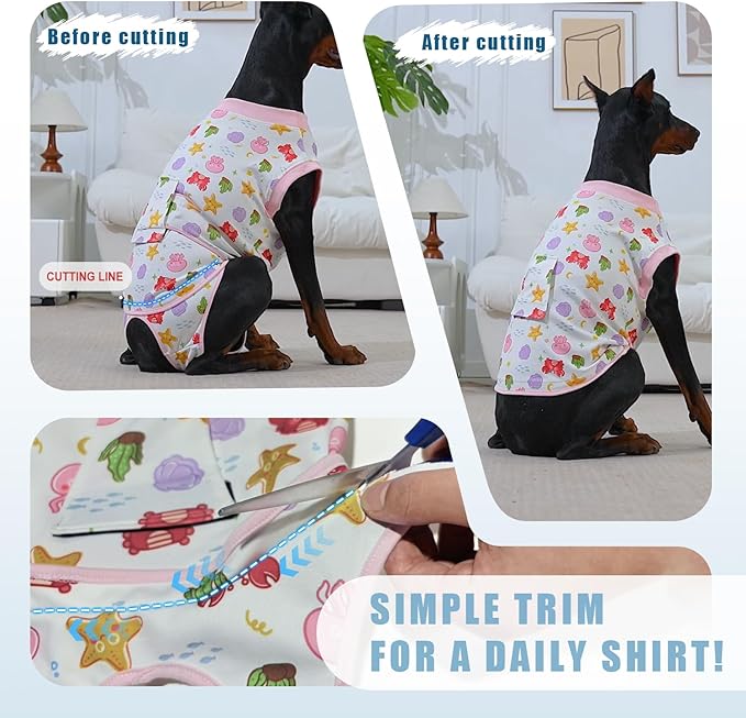 Recovery Suit for Dogs After Surgery, Professional Dog Surgical Suit for Female Spay, Male Neuter, E-Collar & Cone Alternative Dog Onesie for Abdominal Wounds Skin Disease, Blue, L