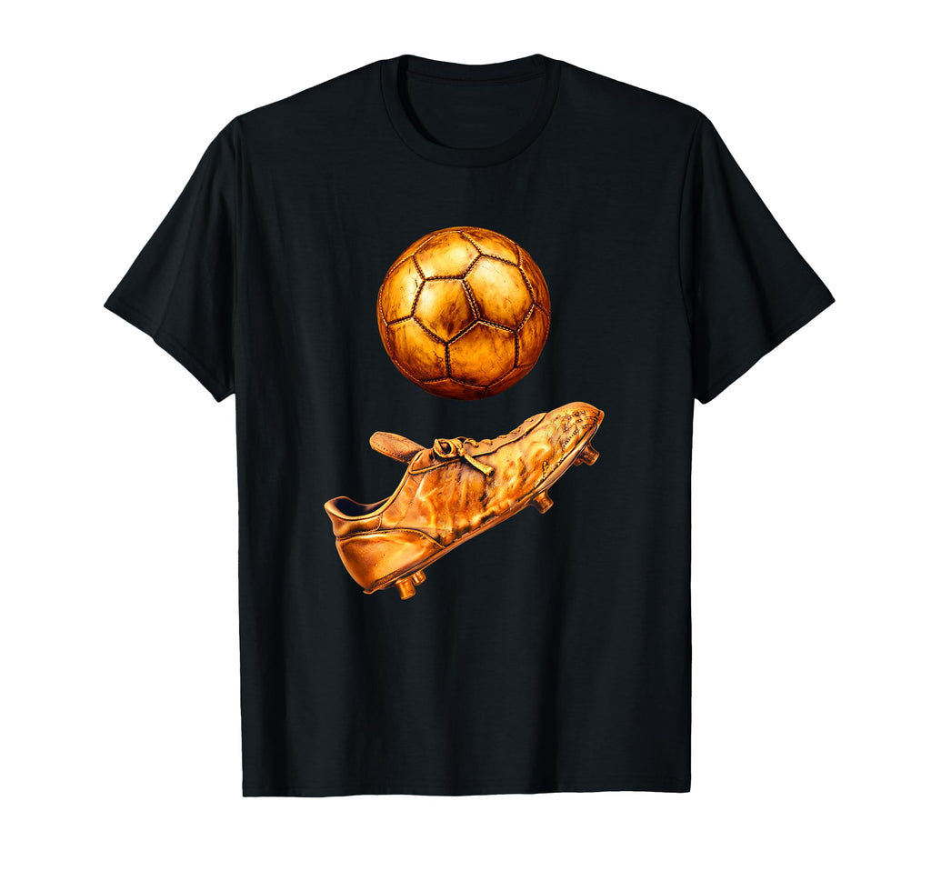 Gold Soccer Ball Cleat T-Shirt - Novelty Apparel for Adults