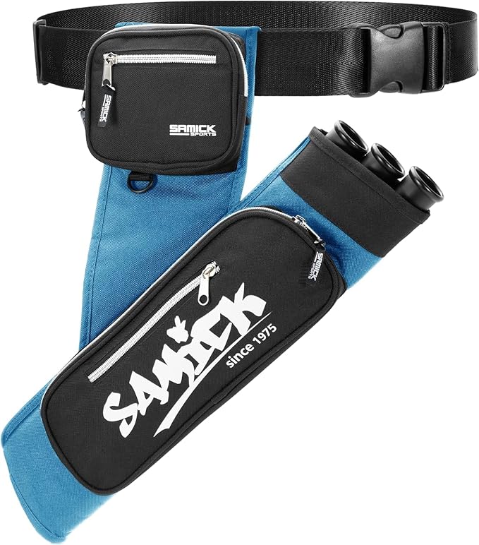 Archery Arrow Quiver - Adjustable Waist Hanged Quiver with 3 Removable Tubes & Pockets for Archery Arrows Case & Equipment - Ideal for Hunting & Target Practice - Right Handed Only