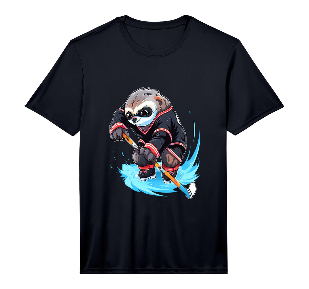 Sloth Ice Hockey Player Hockey Stick T-Shirt - Minimalist Print Unisex