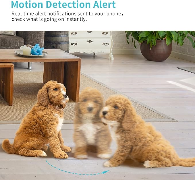 Pet Camera, 2K HD Dog Camera with Phone APP, 360° Pan/Tilt View Puppy Cam, One Click Call for Baby Monitor, MagivPix Night Vision,Motion Tracking Alarm with Cloud/Local SD -2 Pack