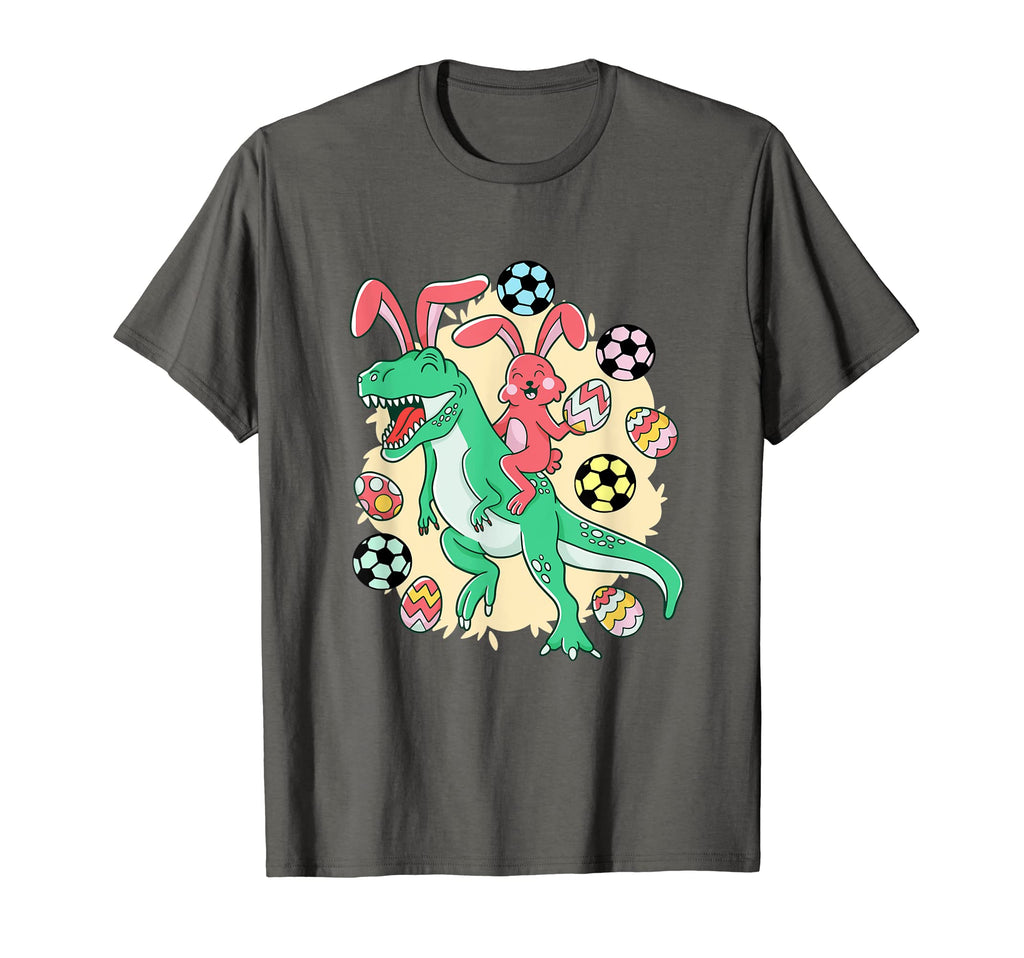 Happy Easter Bunny Riding Dinosaur T-Shirt - Fun Novelty Design Men Women