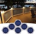 YiLaie Solar Deck Dock Lights 6 Packs Hexagon Warm White Step Lights Outdoor Waterproof Solar Powered for Driveway Post Fence Stairs Yard Patio Pathway Porch
