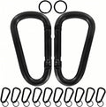 Heavy Duty Aluminum D Carabiner Clips & Key Rings, Black & Sliver Corrosion Resistant Keychain for Keys, Outdoor Sports, Hiking, Camping, Fishing & Hanging Gear